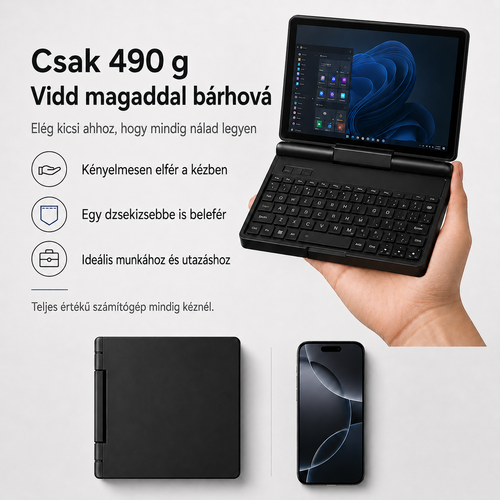 7 hüvelykes érintőkijelzős mini laptop Windows 11 Pro rendszerrel USB-C és HDMI csatlakozással