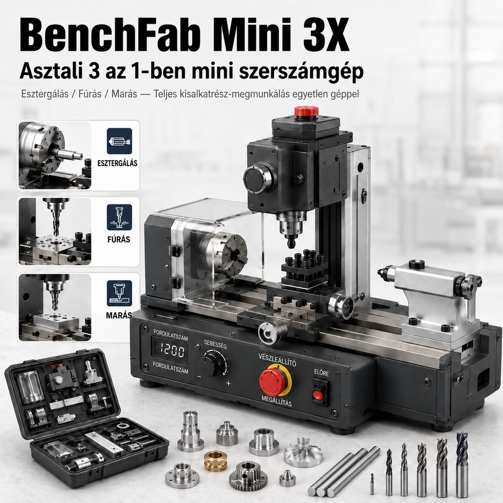 BenchFab Mini 3X – 3 az 1-ben mini eszterga DIY-hoz és modellekhez