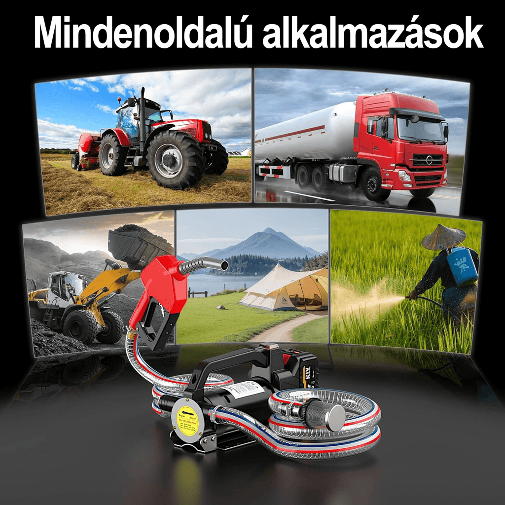 Akkumulátoros üzemanyag-áttöltő szivattyú készlet – 12 GPM nagy átfolyás, gyors és tiszta áttöltés kiömlés nélkül, könnyű használat kannához/tartályhoz | Gyors szállítás | Utánvétes fizetés